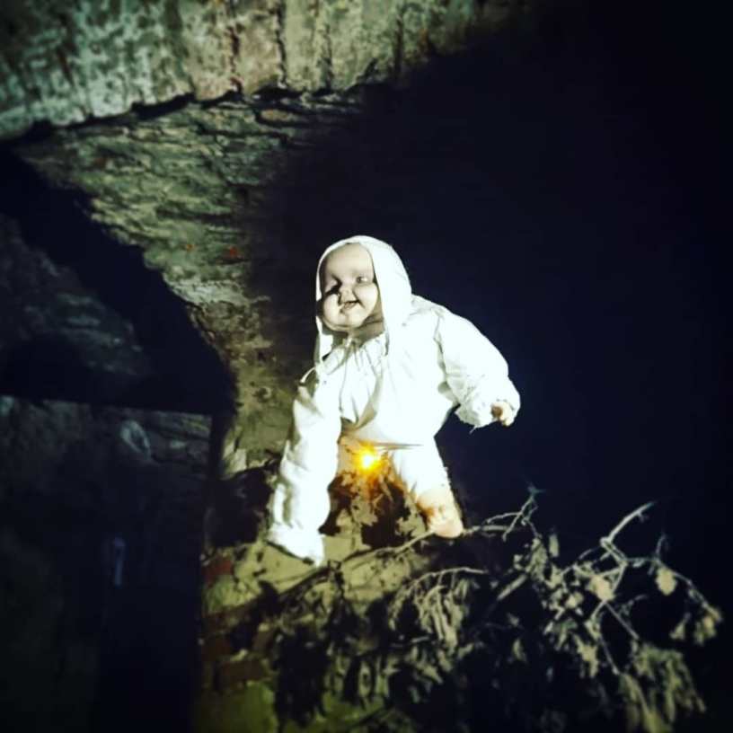 The image is of a floating baby