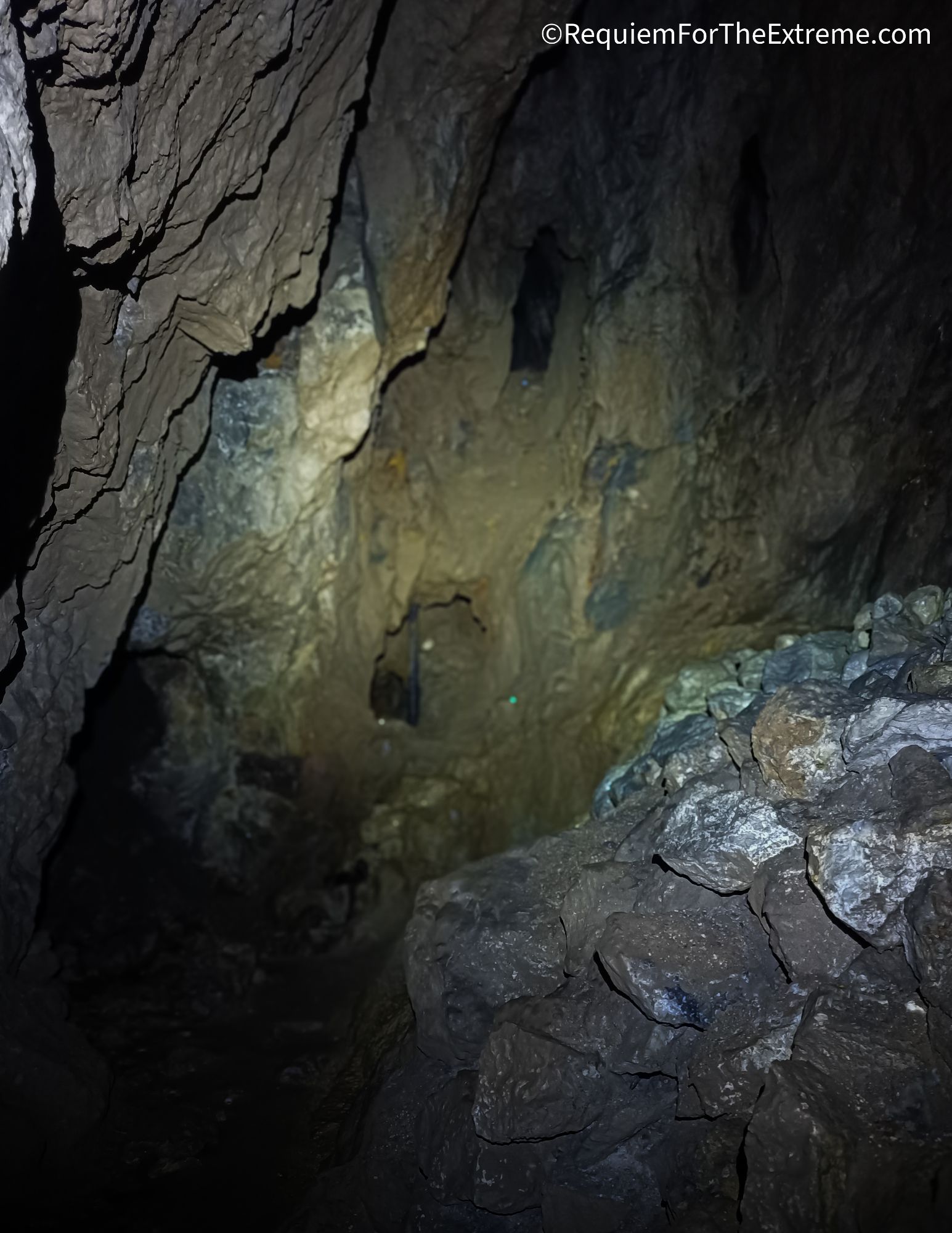 A number of passages visible in Wapping Mine, Matlock Bath