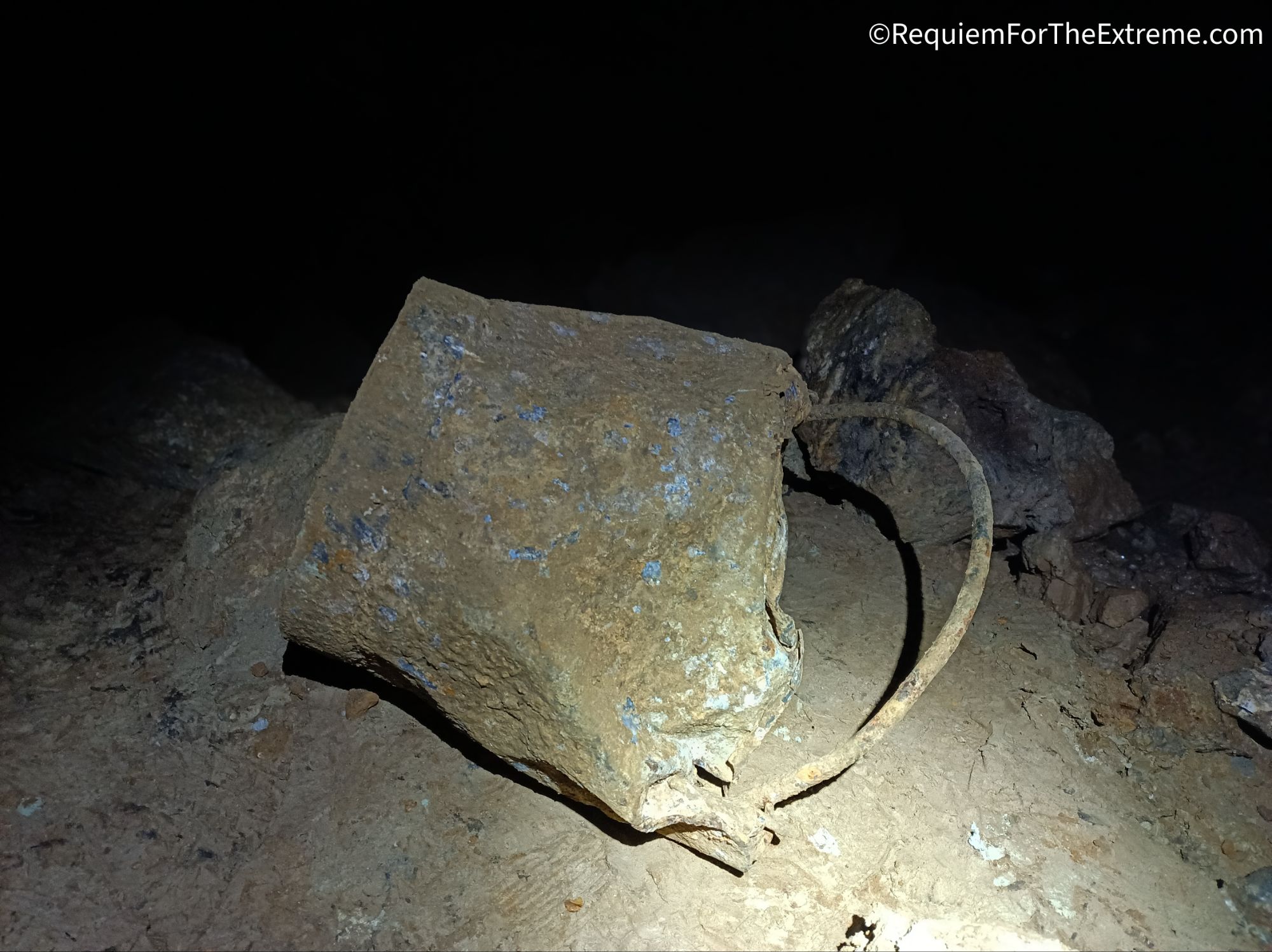 A rusted bucket left behind by miners, Wapping Mine, Matlock Bath