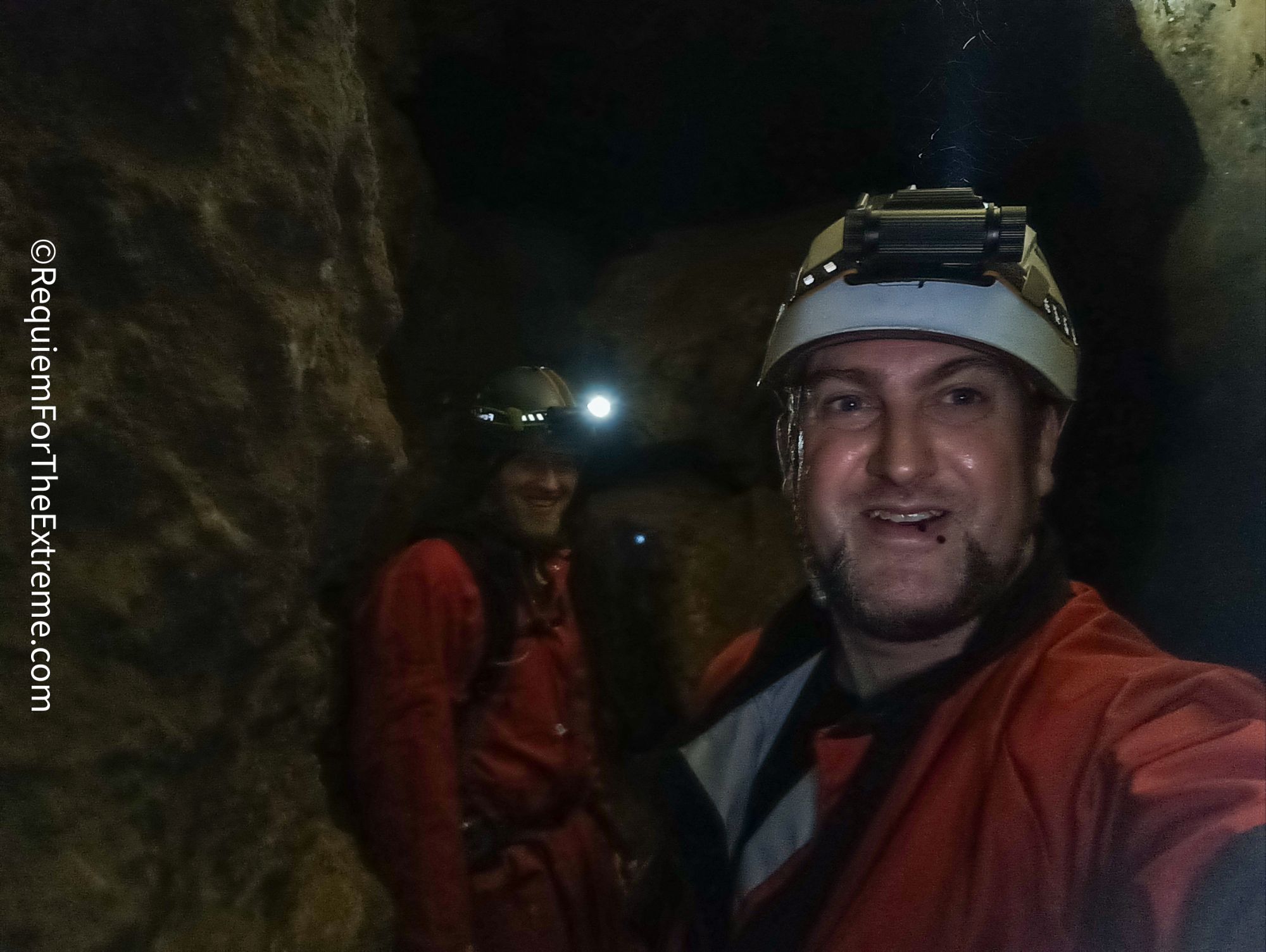 Mark and Andy in the Darkness Of Wapping Mine, Matlock Bath